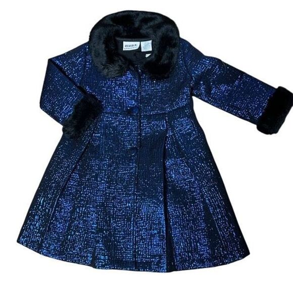 Blueberi Boulevard Stunning Formal Two Piece Dress and Coat set Faux Fur 2T - Picture 1 of 5